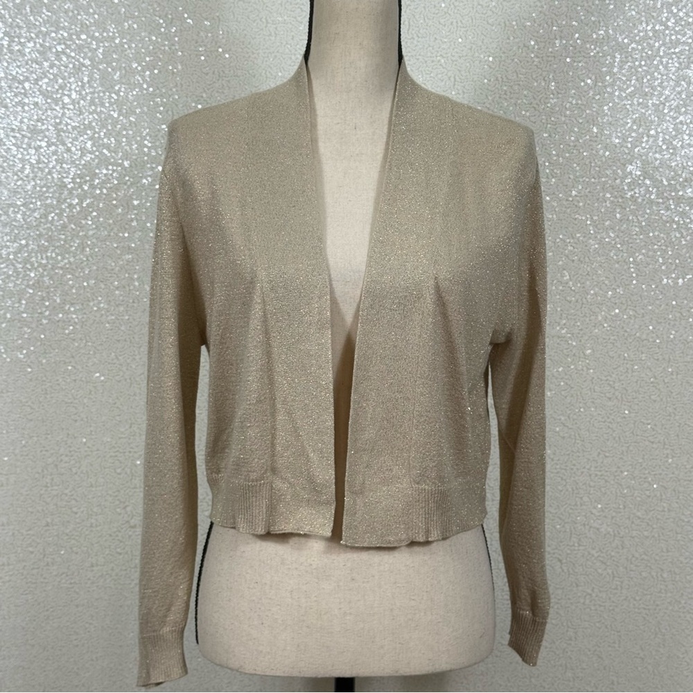Calvin Klein Light Metallic Gold Open Front Cardigan Women’s Medium